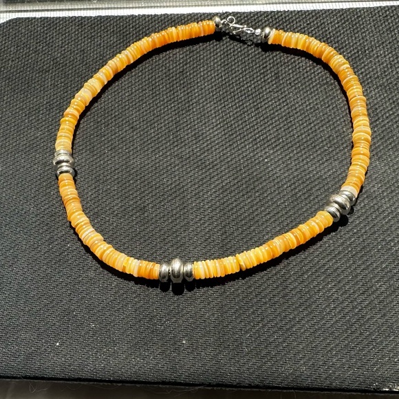 Hand Crafted Unique Earth “One of a Kind” Yellow Shell $ Sterling Silver Choker - Picture 2 of 3